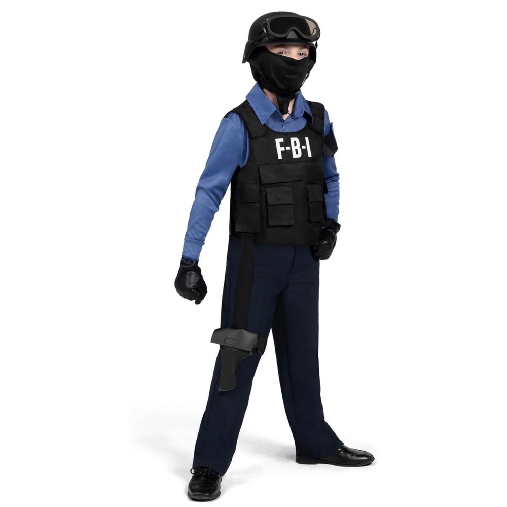 Spooktacular Creations FBI Costume Kids Large Blue Black Tactical Set Halloween